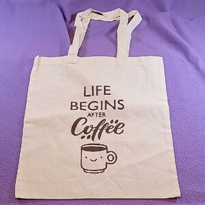 Canvas Tote Bag with Coffee Print